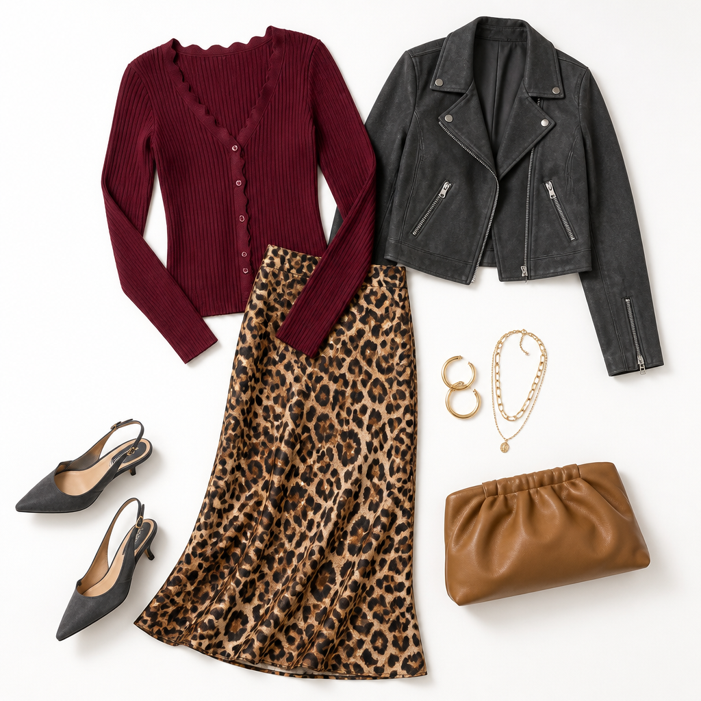 Actual SASS dinner-out outfit built around a requested maroon top